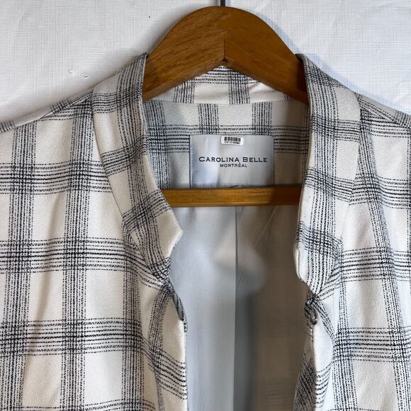 Carolina Belle Longline Open Front Boyfriend Plaid Blazer Lined Size XL Office - Picture 3 of 12